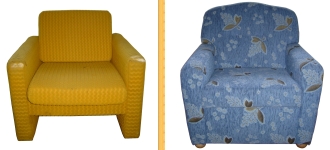 Prečalúnené kreslo (pred a po)
